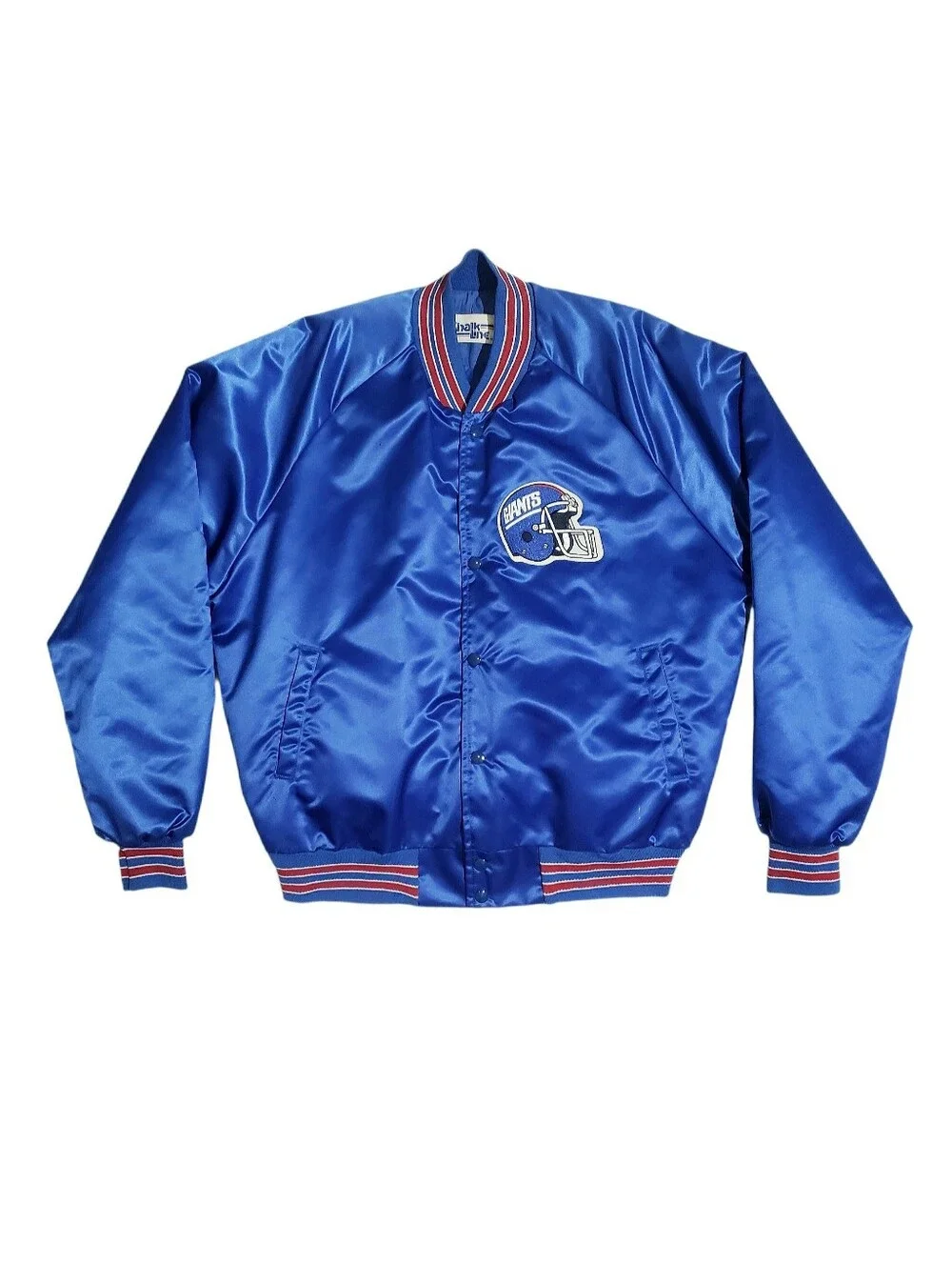 Vintage 1990 Chalk Line Mens NFL NY Giants Bomber Jacket Spellout Back Size XL